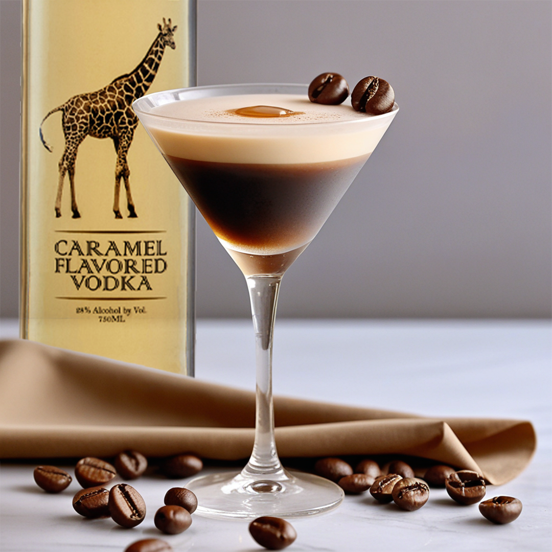 Caramel Espresso Martini with Angry Giraffe Caramel Vodka